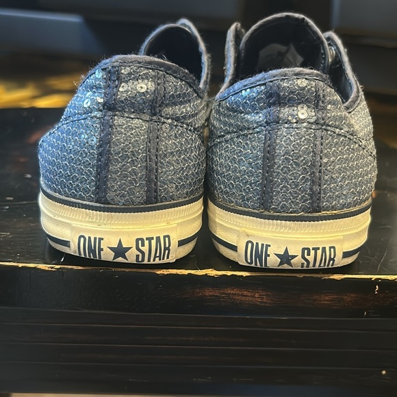 Converse All Star Blue Sequin low Top Sneaker tennis shoes size 8.5 - Picture 9 of 11